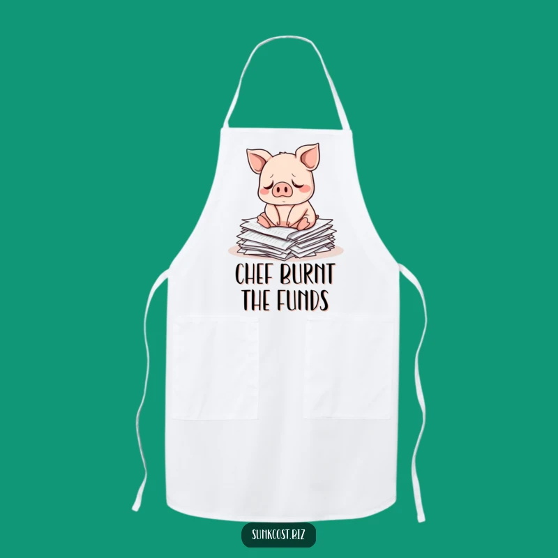 Funny Sad Pig Apron: Investment Chef, Market Humor Kitchen Gift
