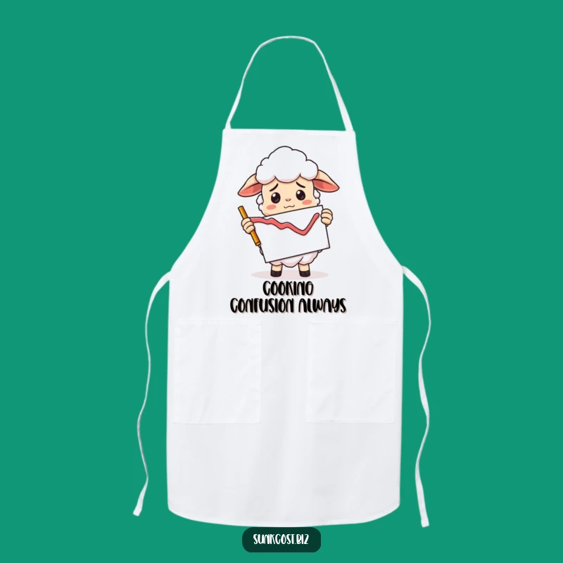 Funny Confused Sheep Apron: Bad Graph Chef, Market Humor Kitchen Gift