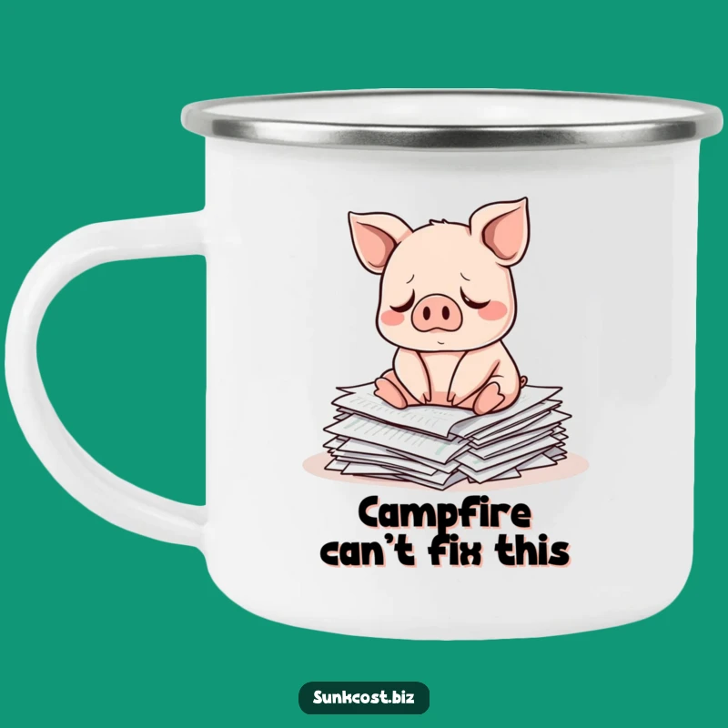 Funny Sad Pig Camping Mug: Investment Sip, Market Outdoor Gift