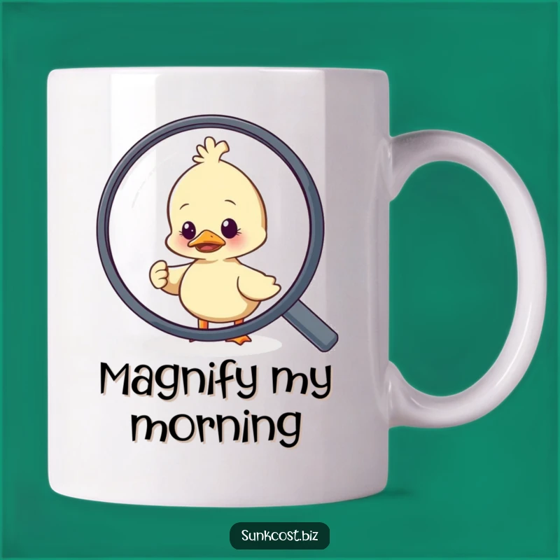 Funny Nervous Duck Escaping Magnifying Glass Mug - Hilarious Gift for Duck Lovers