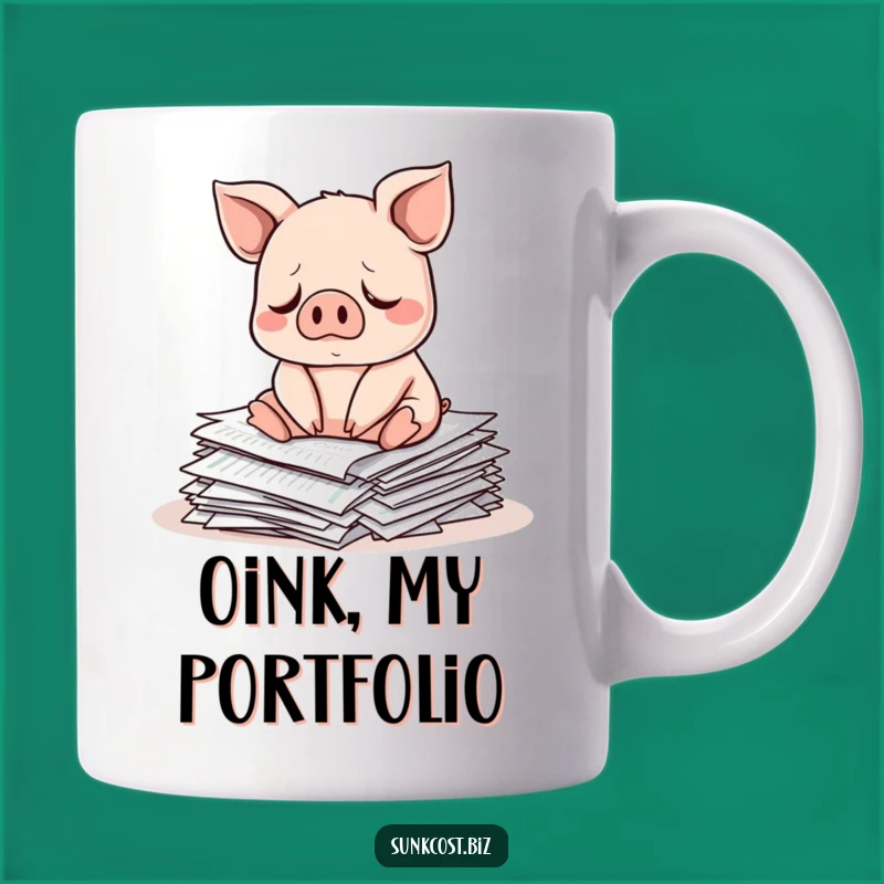 Funny Sad Pig Mug: Investment Blues, Market Loss Humor Gift