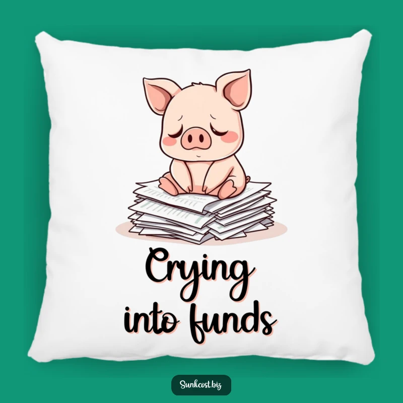 Funny Sad Pig Pillow: Investment Comfort, Market Humor Accent Gift
