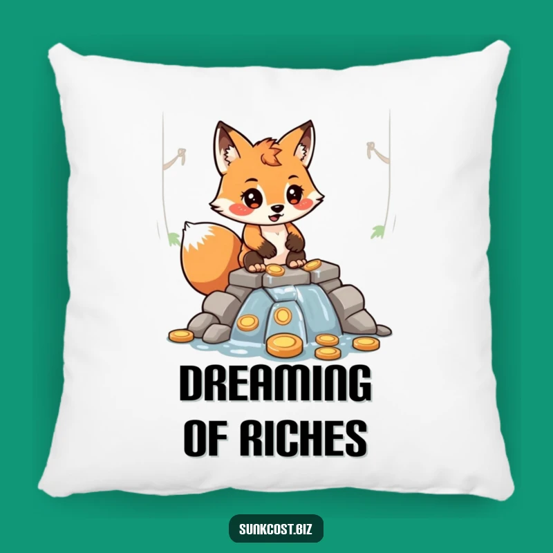 Funny Fox Coin Dam Pillow - Cozy Humor for Investors