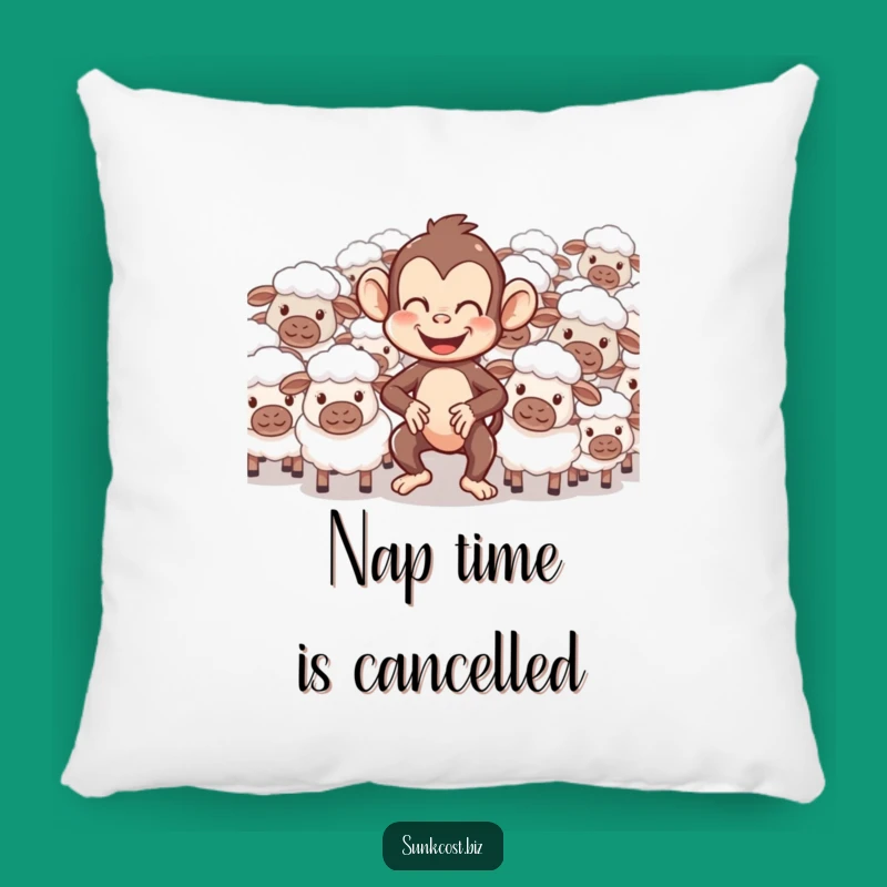 Funny Monkey Herding Sheep Pillow: Cozy & Comical Accent, Wonderful Funny Gift!