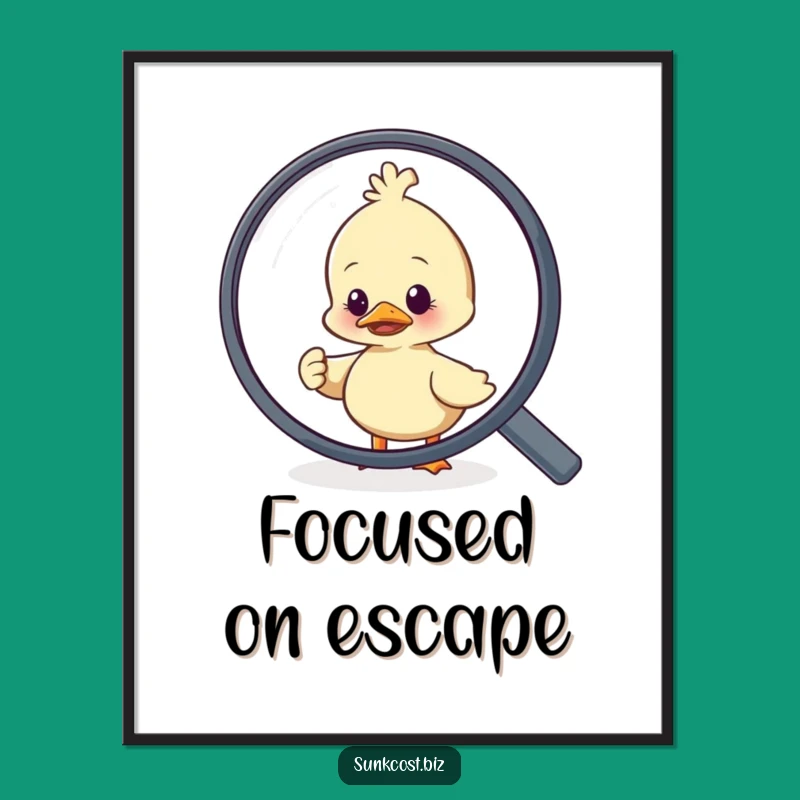 Funny Duck Magnifying Glass Digital Art - Hilarious Printable Wall Decor