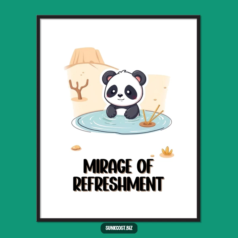 Funny Panda Desert Swim Digital Art: Instant Absurdity, Perfect Funny Gift!