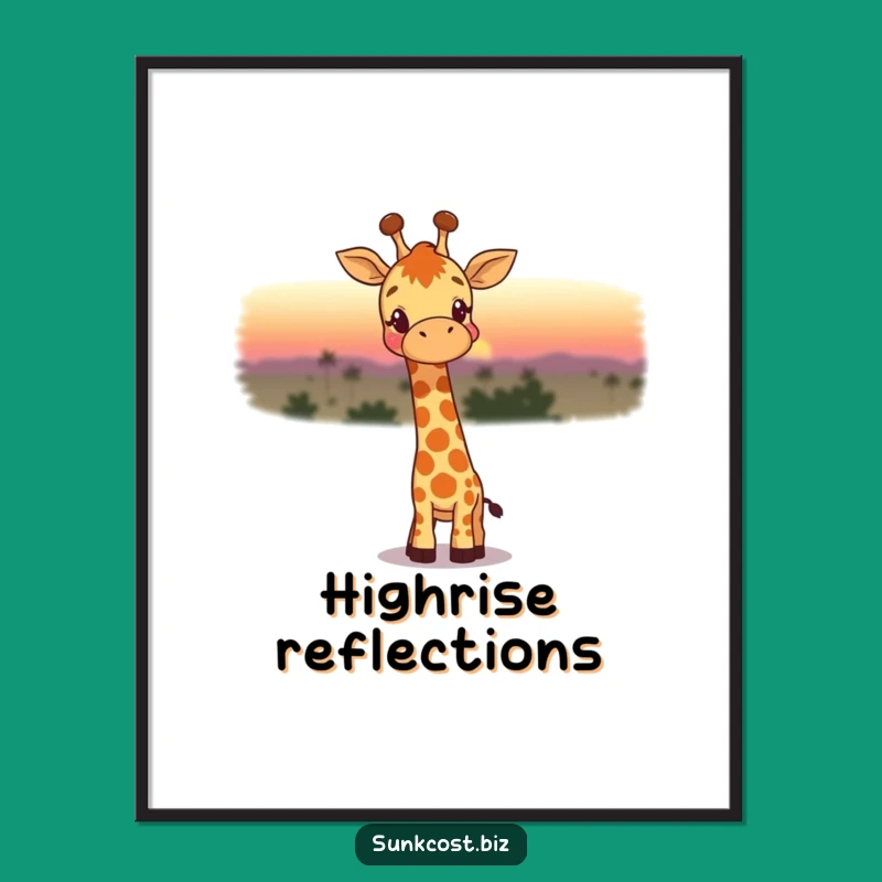 Funny Giraffe Sunset Digital Art: Instant Serenity, Perfect Funny Gift!