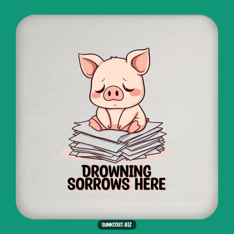 Funny Sad Pig Coaster Set: Investment Style, Market Humor Gift