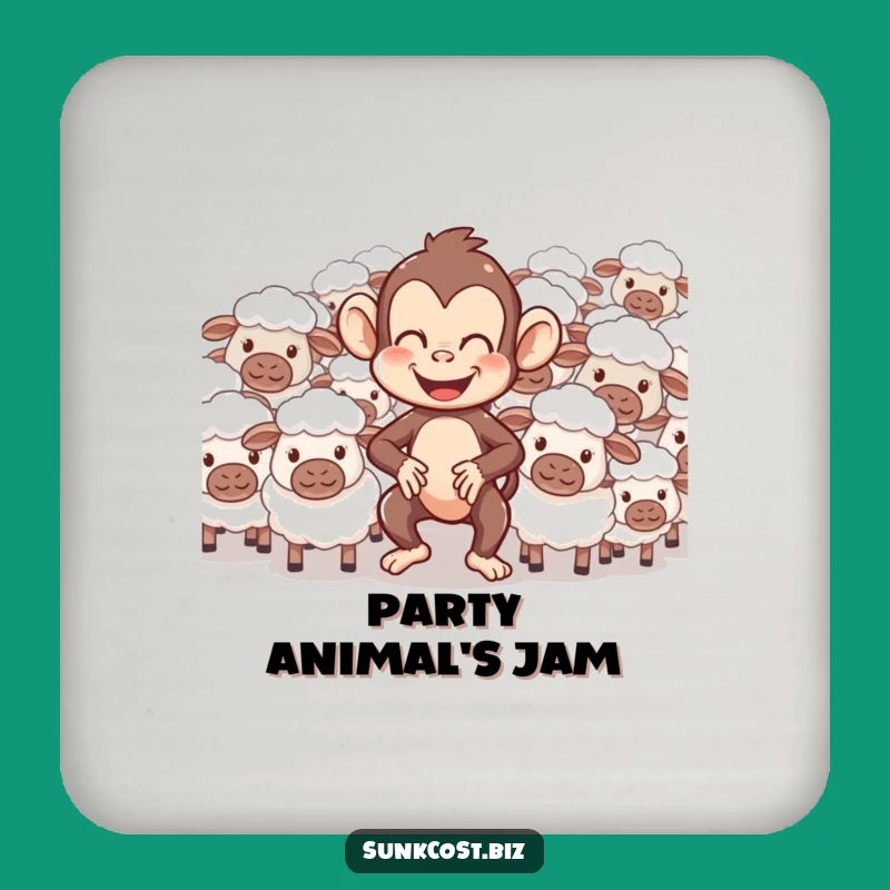 Funny Monkey Herding Sheep Coaster: Protect Surfaces with Humor, Great Funny Gift!