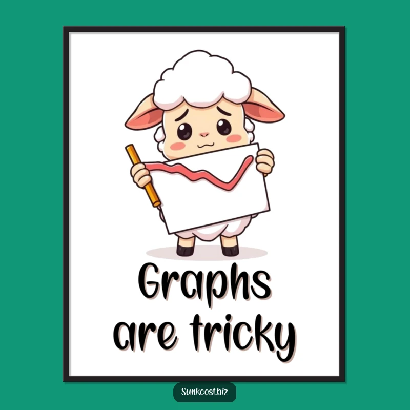Funny Confused Sheep Poster: Bad Graph Art, Market Humor Wall Decor Gift