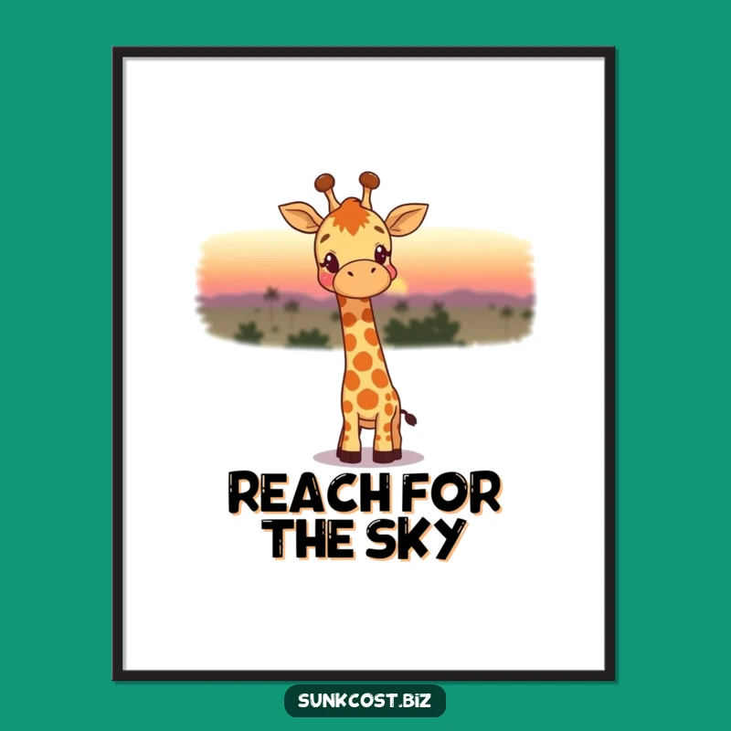 Funny Giraffe Sunset Poster: Wall Art for Dreamers, Amazing Funny Gift!