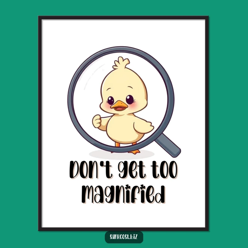 Funny Free Printable Wall Art: Duck Escaping Magnifying Glass - Humorous Downloadable Decor