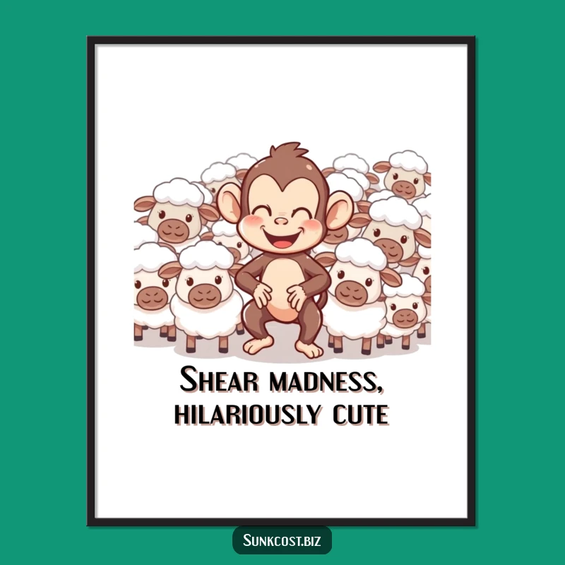 Free Printable Monkey Herding Sheep Wall Art - Funny Kid's Decor Downloadable