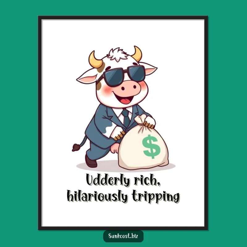 Funny Free Printable Wall Art: Tripping Cow Suit - Whimsical Downloadable Decor Gift