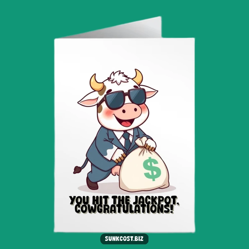 Free Printable Congrats Card: Tripping Cow Suit - Funny Success Downloadable Gift