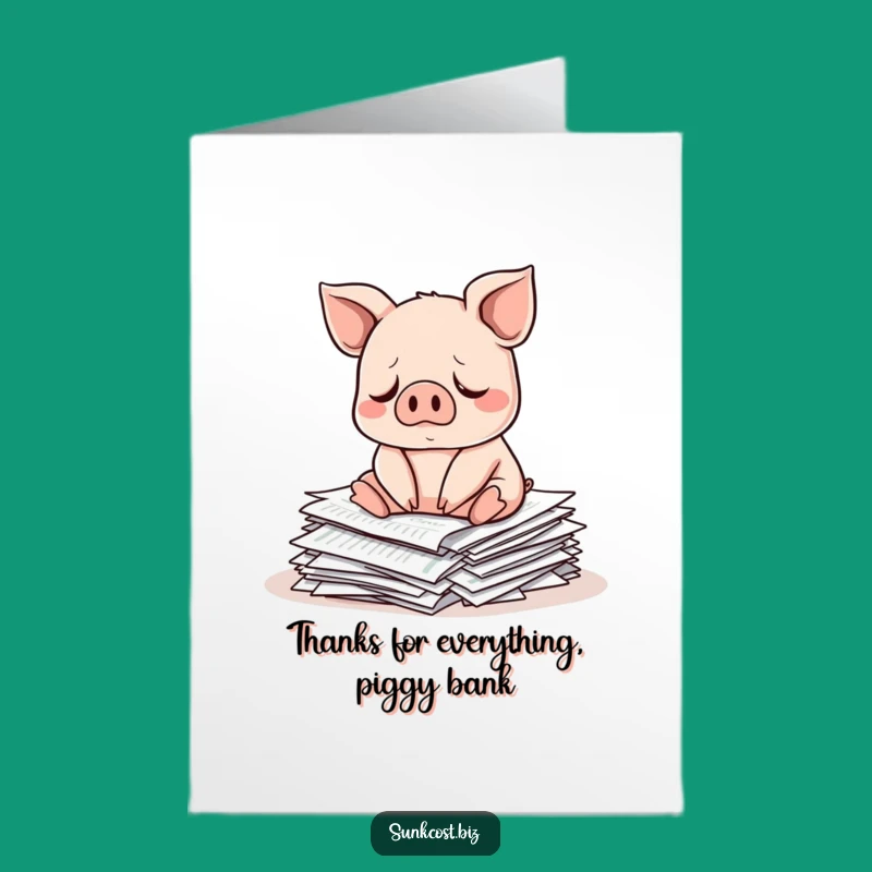 Free Printable Thank You Card: Sad Pig Investments - Market Woes Funny Downloadable Gift
