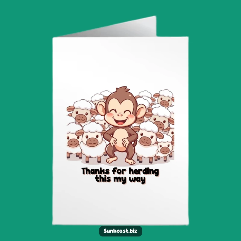 Free Printable Monkey Herding Sheep Thank You Card - Funny Downloadable Gratitude
