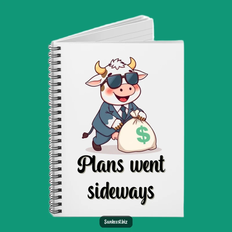 Funny Cow Tripping Notebook: Happy Suit Notes, Money Bag Journal Gift