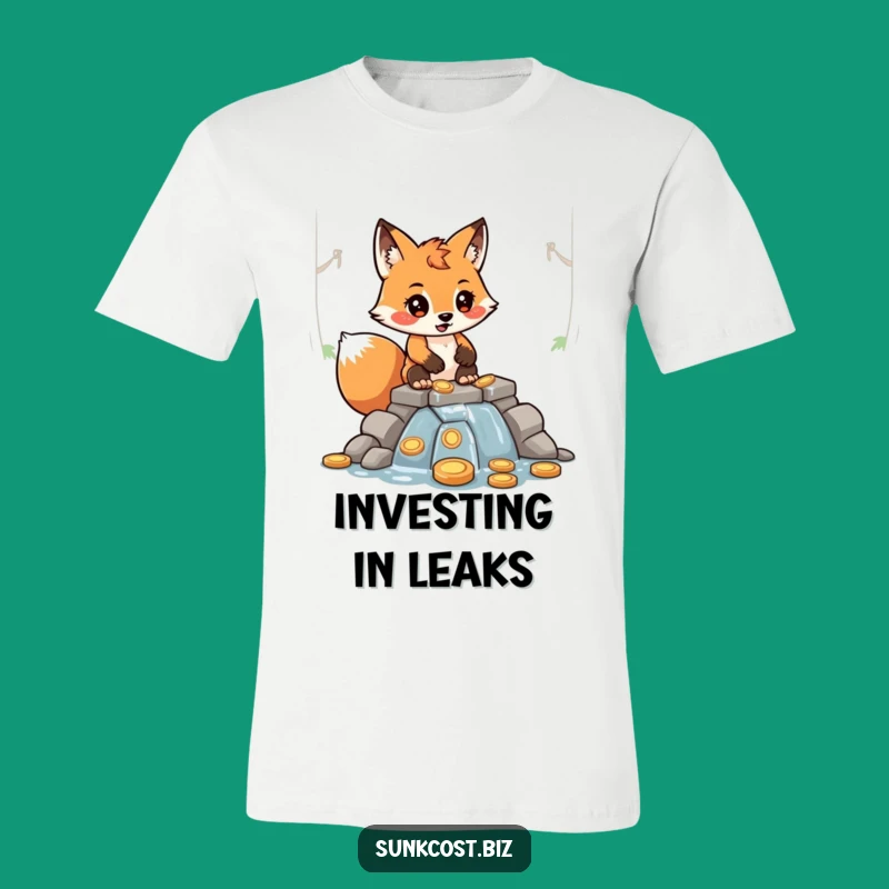 Funny Fox Building Coin Dam T-Shirt - Witty Finance Humor Tee